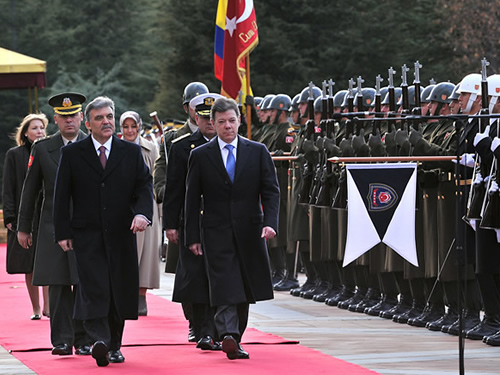 Kolombiya Cumhurbaşkanı Santos Çankaya Köşkü'nde